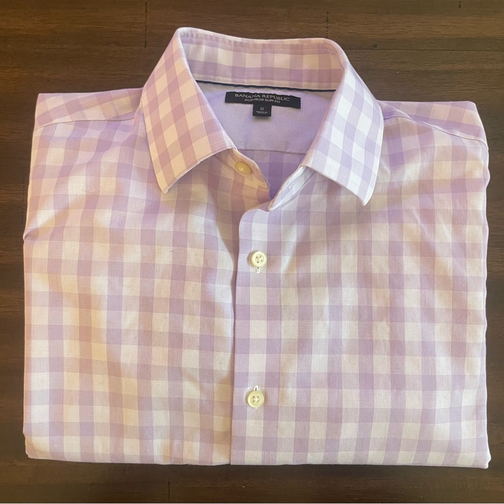 Banana Republic Purple Check Button Down Shirt